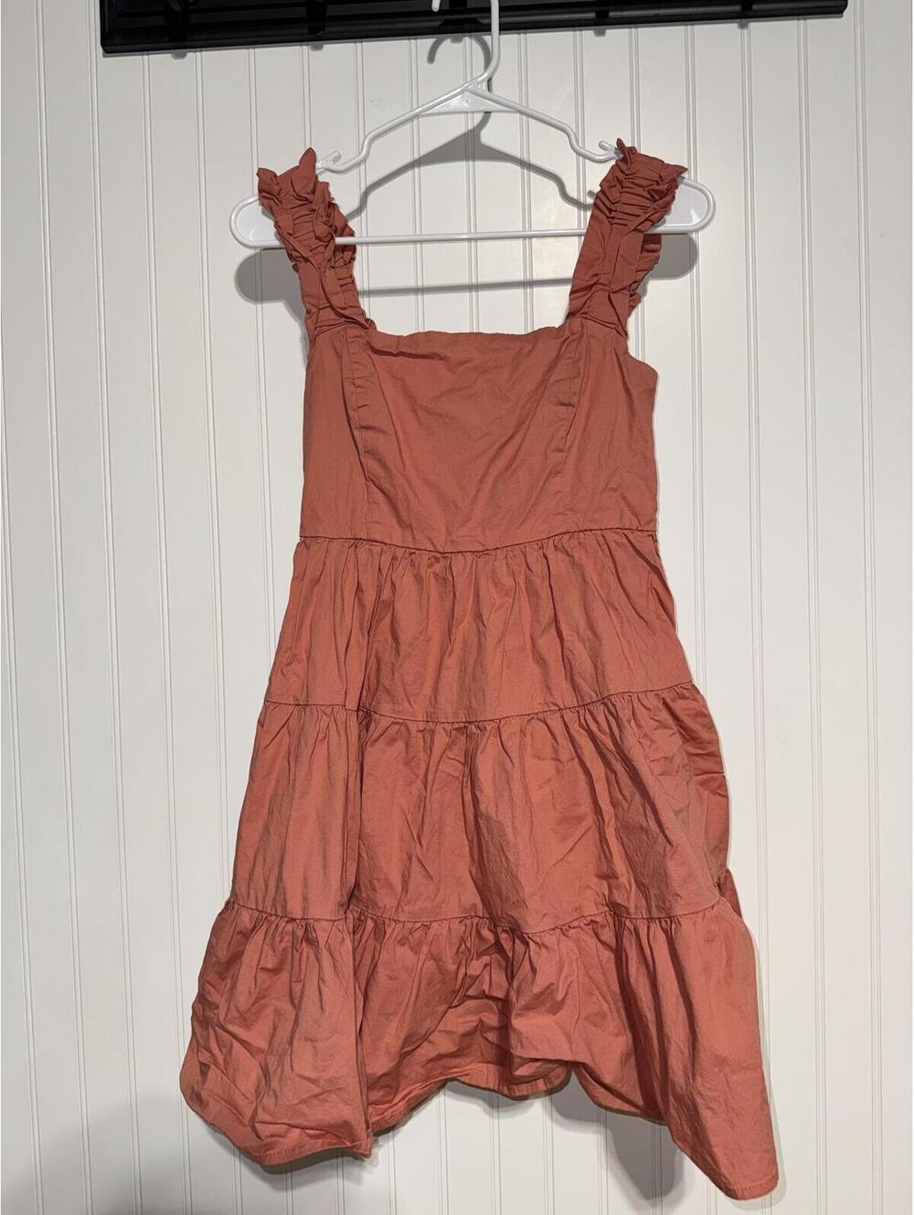 Altard State Rust Orange Tiered Ruffle Strap Babydoll Mini Dress Adult Small